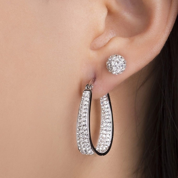 Hoop earring for women made with Swarovski Crystal - Picture 8 of 10